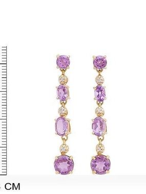 5.46 Cts Natural Diamond Amethyst Sterling Silver earrings